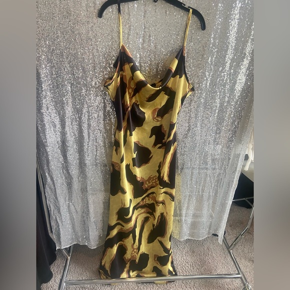 Printed Cowl Neck Slip Maxi Dress - Picture 4 of 10